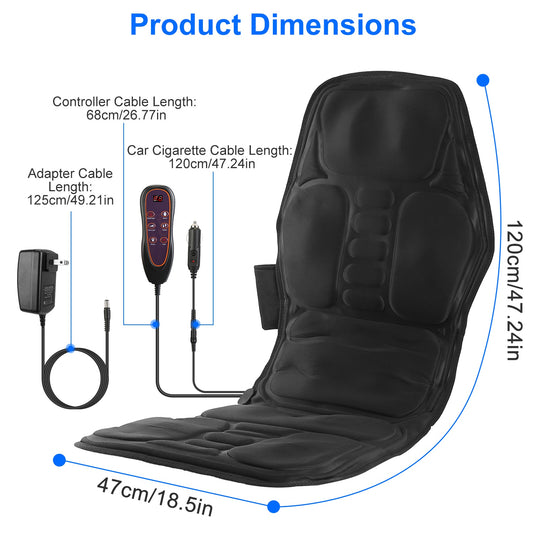 Full Body Massage Chair Pad with Heat - Back Massager Cushion for Home Office & Car Use