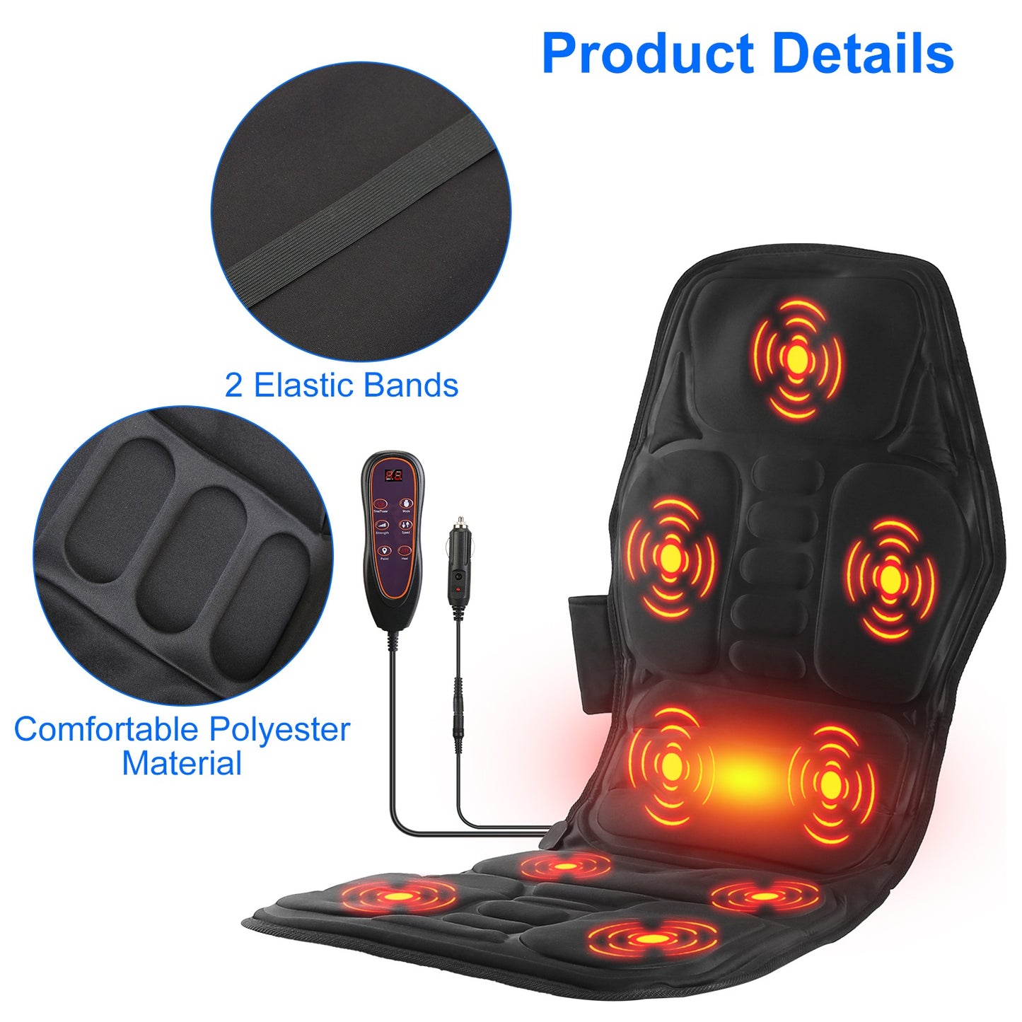 Full Body Massage Chair Pad with Heat - Back Massager Cushion for Home Office & Car Use