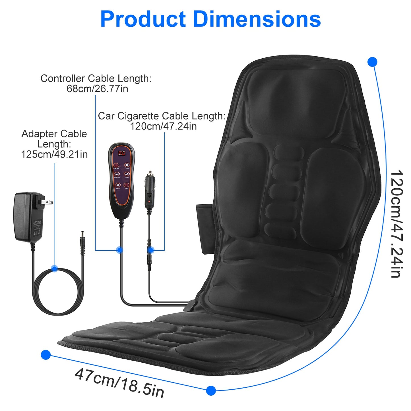 Full Body Massage Chair Pad with Heat - Back Massager Cushion for Home Office & Car Use