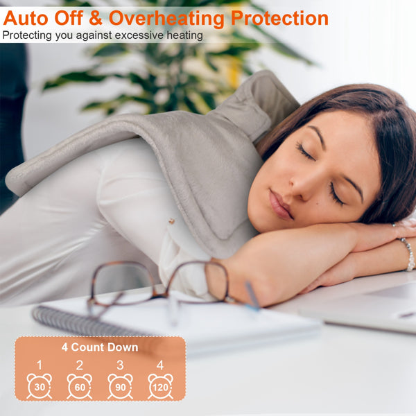 Electric Neck and Shoulder Heating Pad – 6 Heat Settings, Machine Washable Weighted Wrap with Auto Shut-Off